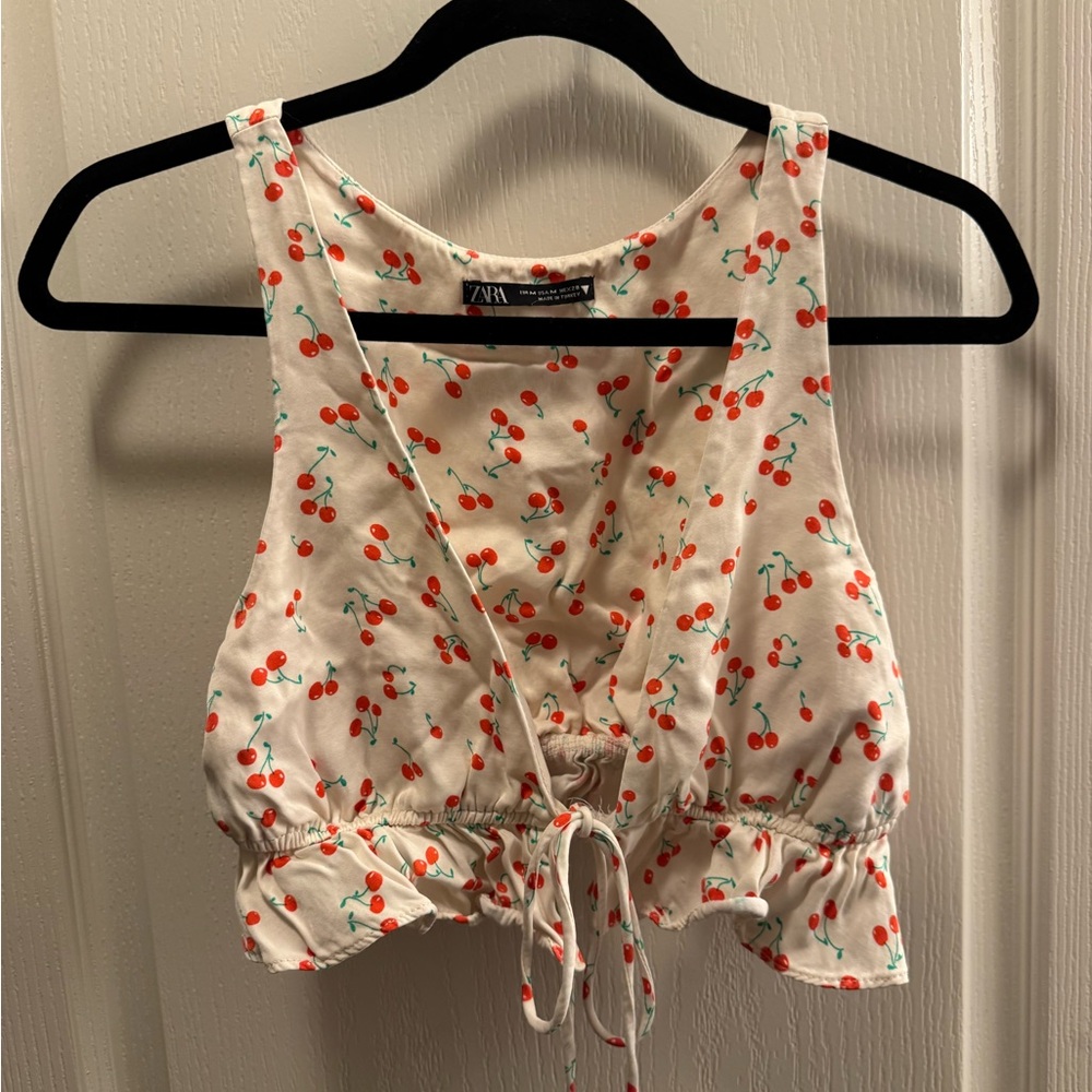 Zara Cherry Patterned Crop Top - image 1